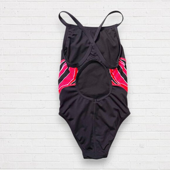 TYR Durafast Elite Red Swirl Black Diamondfit Swimsuit Phoenix Splice Size 28 - Picture 2 of 6